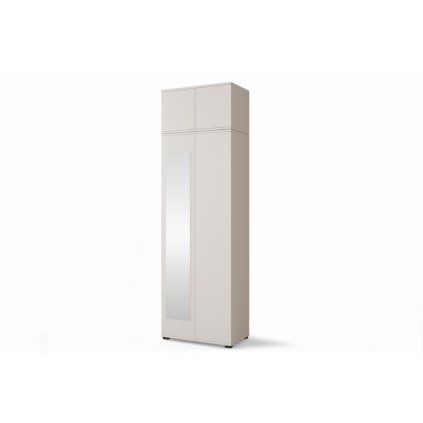 satniková skříň BIANCO 70 cm cashmere s nástavcem se zrcadlem